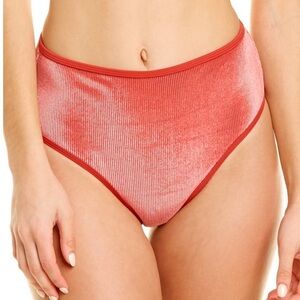 NWT Onia Red Velvet Ribbed High Rise Bikini Bottoms